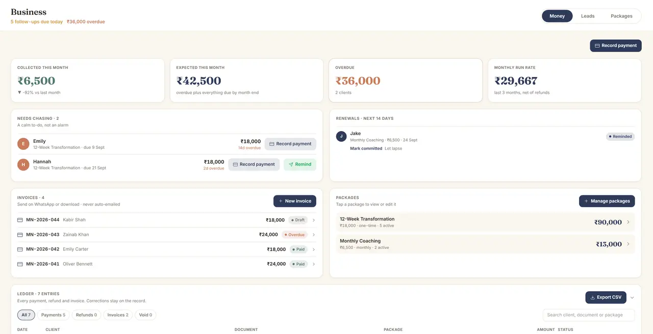 Invoices and payments in Keenuva, in a single ledger.